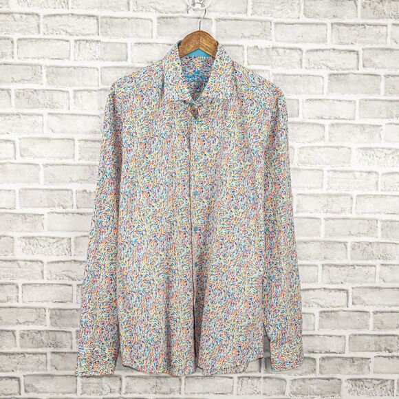 BERTIGO Button up Shirt Multi color print Cotton Long Sleeve Size XL - Picture 1 of 7